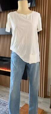 Take Two Made in Italy White Cotton Silk Back High Low Top Women's M